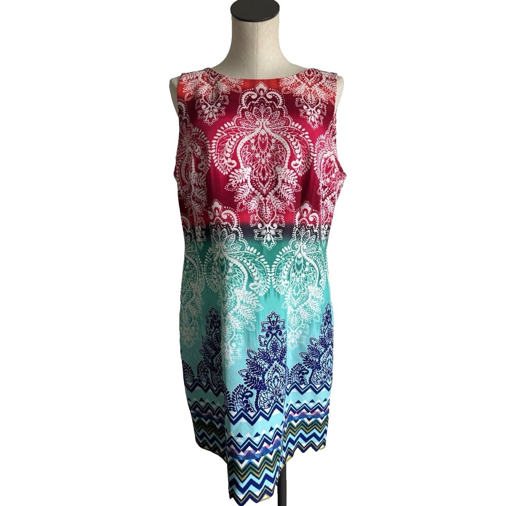 AGB Dress Colorful Paisley Sleeveless Sheath Women's Size 16
